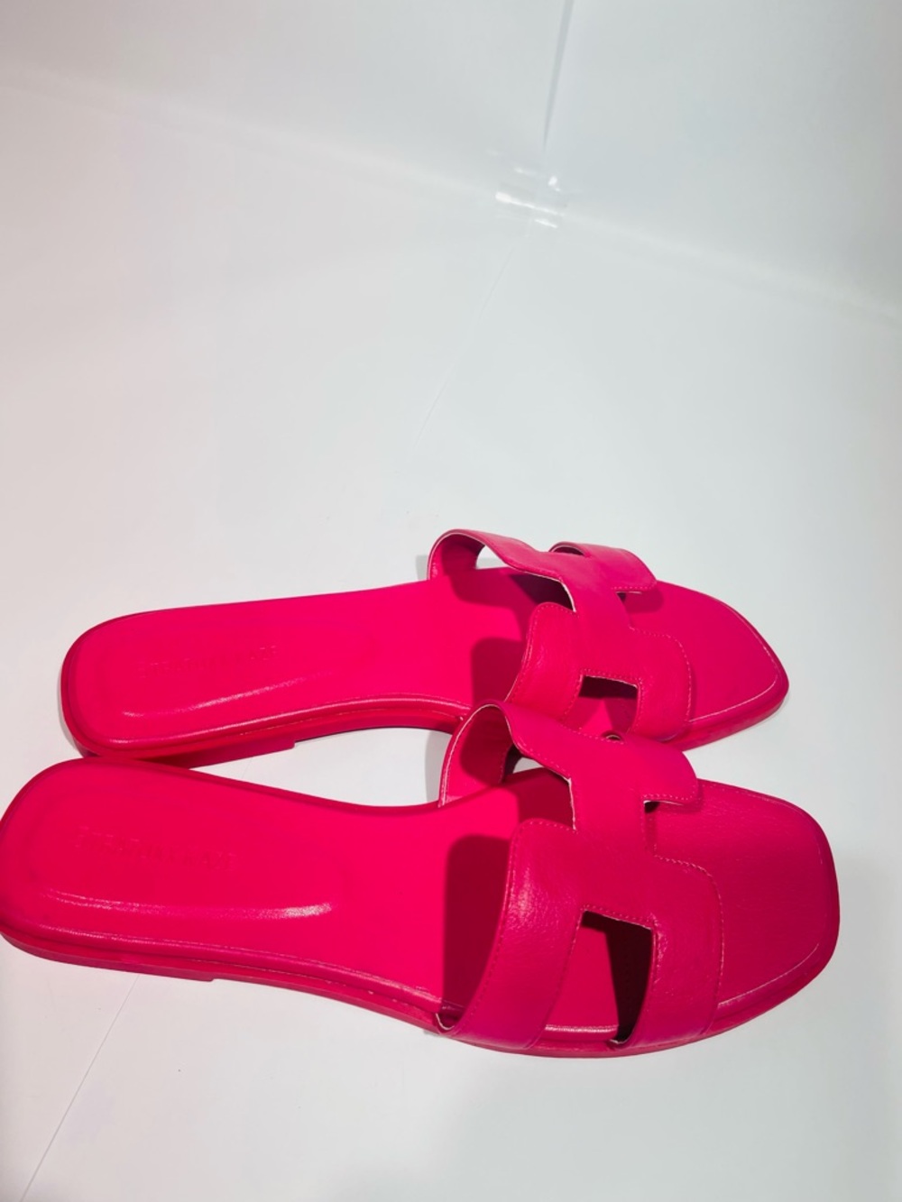 Women's Bright Pink Slide Sandals with Cutout Strap